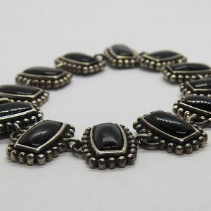 Sterling Silver Onyx Link Bracelet